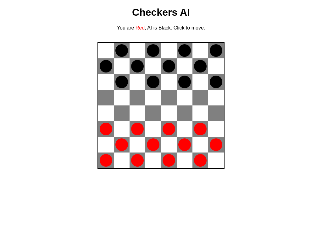 Screenshot of checkersAI