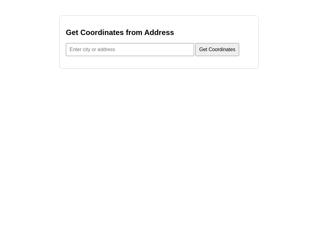 Screenshot of coordinates